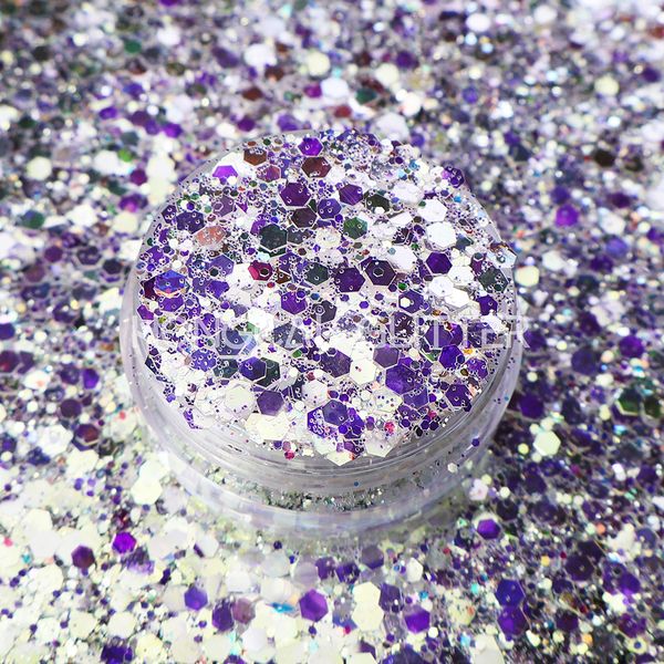 Bulk Polyester Mix Nail Glitter Sequins Cosmetics Crafts Tumbler Body Iridescent Chunky Opal Glitter