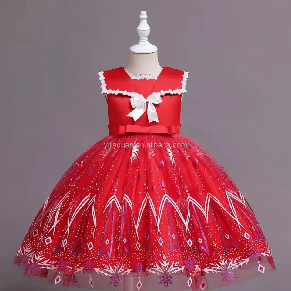 Christmas evening dresses Children Lace Ruffles Holiday Frocks Kids Velvet Dress Flower Girls' girls party Dresses