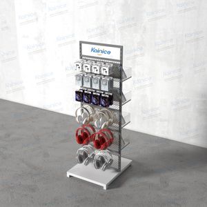 Kainice 5 tiers floor wire mesh display net racks hook hanging and stands phone accessories acrylic display rack