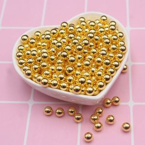 500g/bag Hot Selling No Hole Gold Plated Beads Round Shiny Golden Beads for Slime DIY Crafts filling Jewelry Making