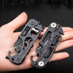 EDC Multi-function Tool Keychain portable Metal Pocket Tool Wrench Screw Ruler Pulley Spoke Tool Bottle Opener Knife