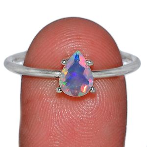 925 Solid Sterling Silver Multi Ethiopian Fire Opal Oval Statement Stone Ring Gemstone Jewelry for Party Wear For Women