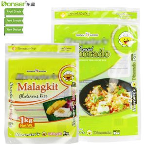 1kg 2kg Food Bag Custom Printed Recyclable Food Grade Packaging Pouch with Zipper top and Clear Window for Fast Food Packaging