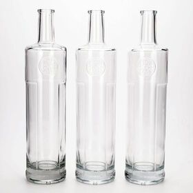 VISTA Clear Glass  Packaging Bottle 700ml 750ml Crystal Customized Logo Vodka Gin Rum Whisky Bottle with Rubber Stopper