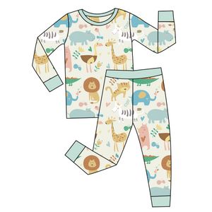 Custom Printed Designs Bamboo/Cotton Baby Pajamas Suits Set Kids Clothing Factory Eco Friendly 2 Pcs Long Sleeve Casual Baby Set