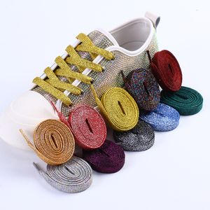 Caizu Premium Shoelaces 100-160CM Flat Glitter Shoelaces Colored Metallic Shoelaces Gold Shiny Shoe Laces for Shoes 21 Colors