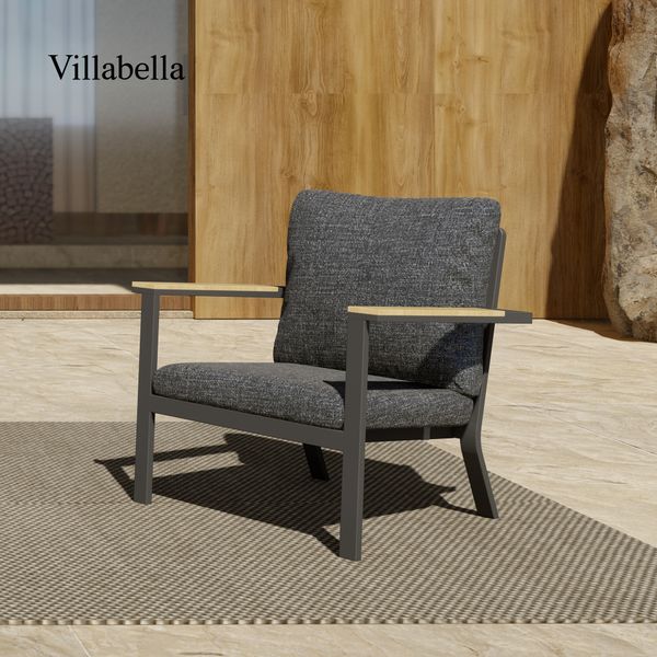 Villabella Outside Furniture Modern Designer Armchair Aluminum Garden Sofa Outdoor Lounge Furniture Single Patio Sofa