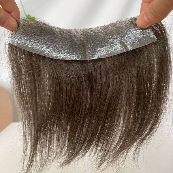 Men's Frontal Hairpiece  #4 Brown Hair V Loop Frontal To Cover  Male Receding Hairline For Men's Toupee