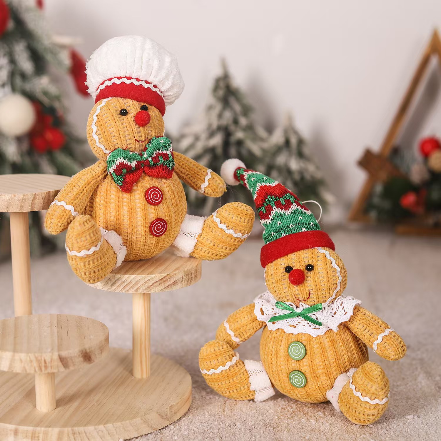 Shenzhen Hongjingding Electronics Co., Ltd. New Christmas Figurine Snowman gingerbread man Christmas Standing Plush Home Decorations Doll Table Tree Holiday Xmas GIFTS