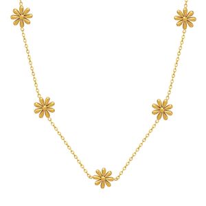 Fashion jewelry necklace stainless steel small chrysanthemum snowflake creative design charm women collarbone chain wholesale