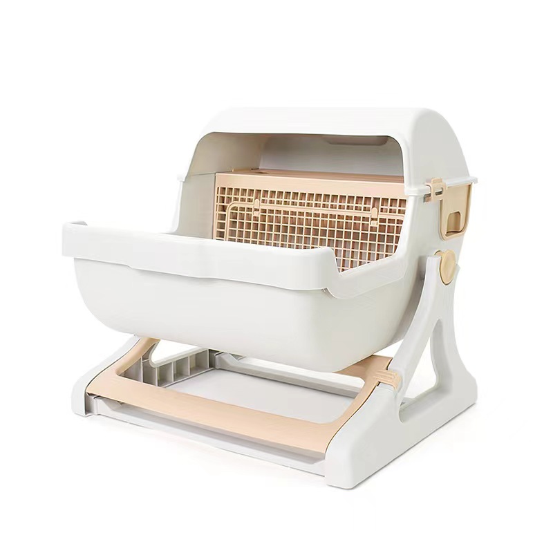 Yiwu Jibi E-Commerce Firm Environmentally Friendly PP Plastic Semi Automatic Cat Litter Box for Pet Cat