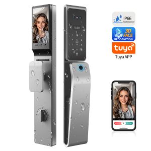 Manufacturer Waterproof Biometric 3D Face Recognition Fingerprint Tuya Wifi Card Digital Lock Video Intercom Smart Door Lock
