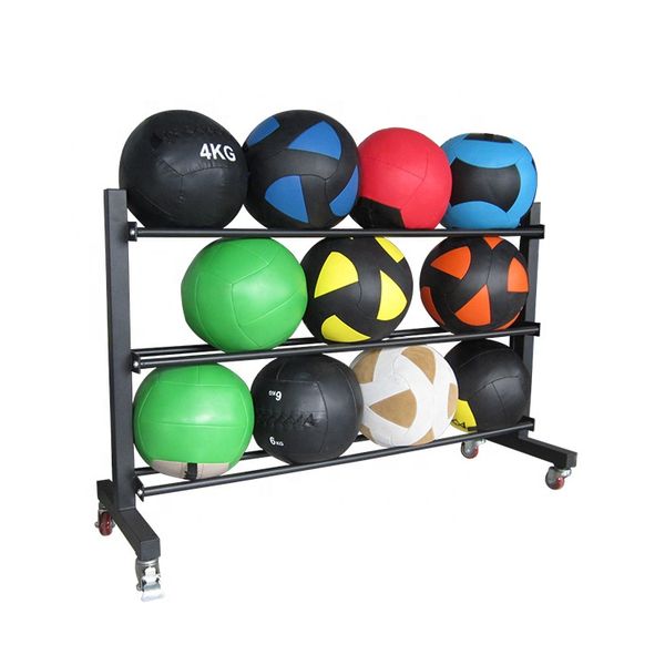 Gym Equipment Fitness Home Gym Wall Ball Rack Multi Functional Storage Rack with Wheels