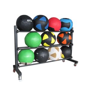 Gym Equipment Fitness Home Gym Wall Ball Rack Multi Functional Storage Rack with Wheels