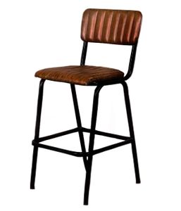 Metal and Leather Bar Chair with Comfortable Seat, Bar Chair 100% Genuine Leather