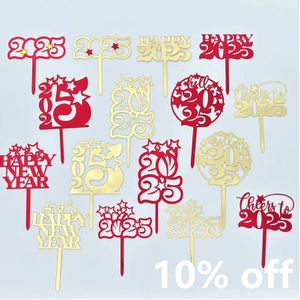 2025 Happy New Year Acrylic Cake Toppers Customizable Size Cake Accessories for Baking and Party Decorations