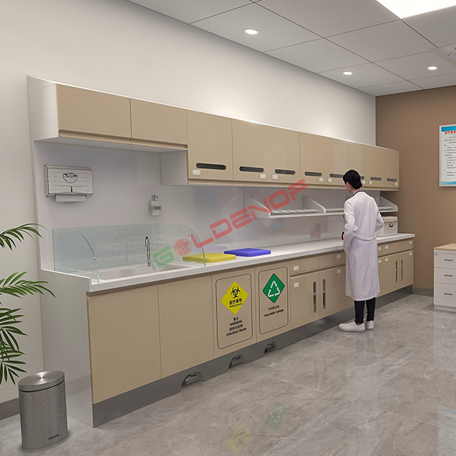 Medical Furniture Work Bench with Wall Cupboard Cabinet Work Bench Hospital Pharmacy Lab Work Bench
