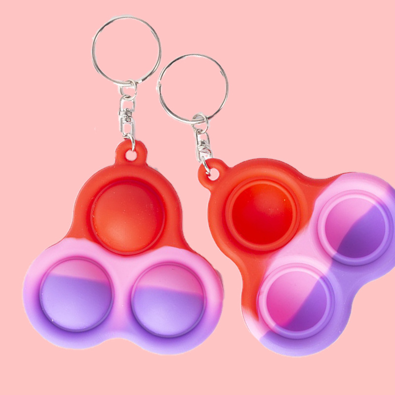 Changsha Mijia Trading Co., Ltd. Colored silicone stress relief keychain Press The Bubble With Your Fingers Rat Pioneer Silicone Key Chain Decompression