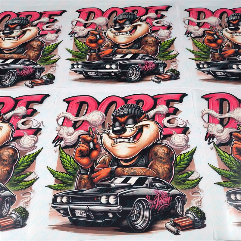 High Quality custom cartoon Racing stickers vinyl film dtf heat transfers designs ready to press t-shirts