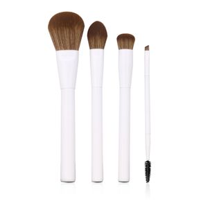 Customized Private Label Matte White Aluminum Ferrule High-End Plastic Handle Make Up Brushes Tool Makeup Brush Set
