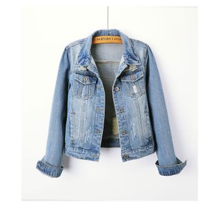 SKYKINGDOM Wholesale Oversized Trend Fashion Blue Denim Jacket Turn Down Collar Ripped Clothing For Women Jeans Jacket