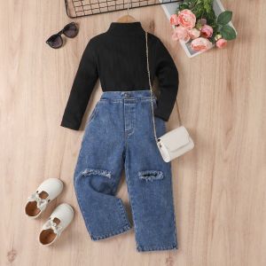 Wholesale Autumn New Girls Jeans Suit Denim Pants 2 pieces Clothing Sets