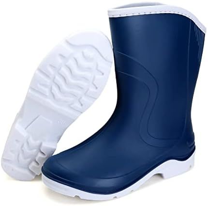 Women's Lightweight Waterproof Rain Boots Cute Platform Chelsea Style Extra Wide Ankle Strap Short Rain Boot Garden Work Comfort