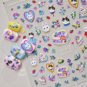 Hot Selling Relief Nail Art Cute Sticker Popular China Wholesale Mo Lost Vintage Wholesale Cake Kitten Easy to Apply Sticker
