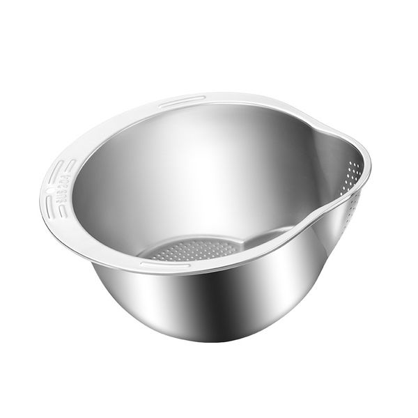 304 Stainless Steel Rice Washing Drain Basket Strainer Bowl 4-in-1 Rinser Multifunctional Kitchen Supplies