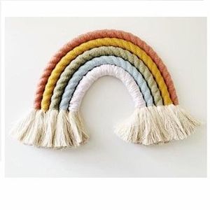 Handmade Eco-Friendly Rainbow Macrame Durable Cotton Rope Decor for Indoor Outdoor Home Garden Office Inspired by INS Style