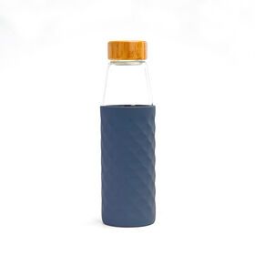 Supplier Custom unbreakable silicone sleeve with straw glass water bottle