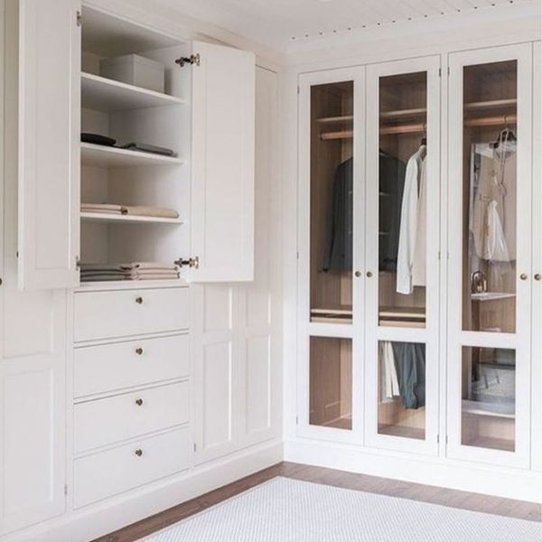 Custom bedroom furniture wooden modern cupboard RTA closet organizer modular melamine solid wood wardrobe from factory