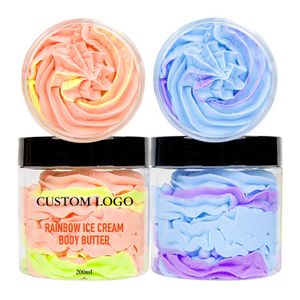 OEM Wholesale Scented Body Butter Moisturizing Nourishing Ice Cream Texture Rainbow Body Butter