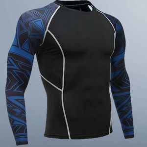 Custom Wholesale 2 PCS  Bodybuilding Gym Printed Long Sleeve Running Pants Custom Leggings Compression Mens Shirts Suit