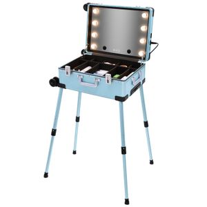 Keyson Factory Wholesale Multifunction Lighted Makeup Case with Speaker Makeup Station with Mirror Lights for Makeup Artist
