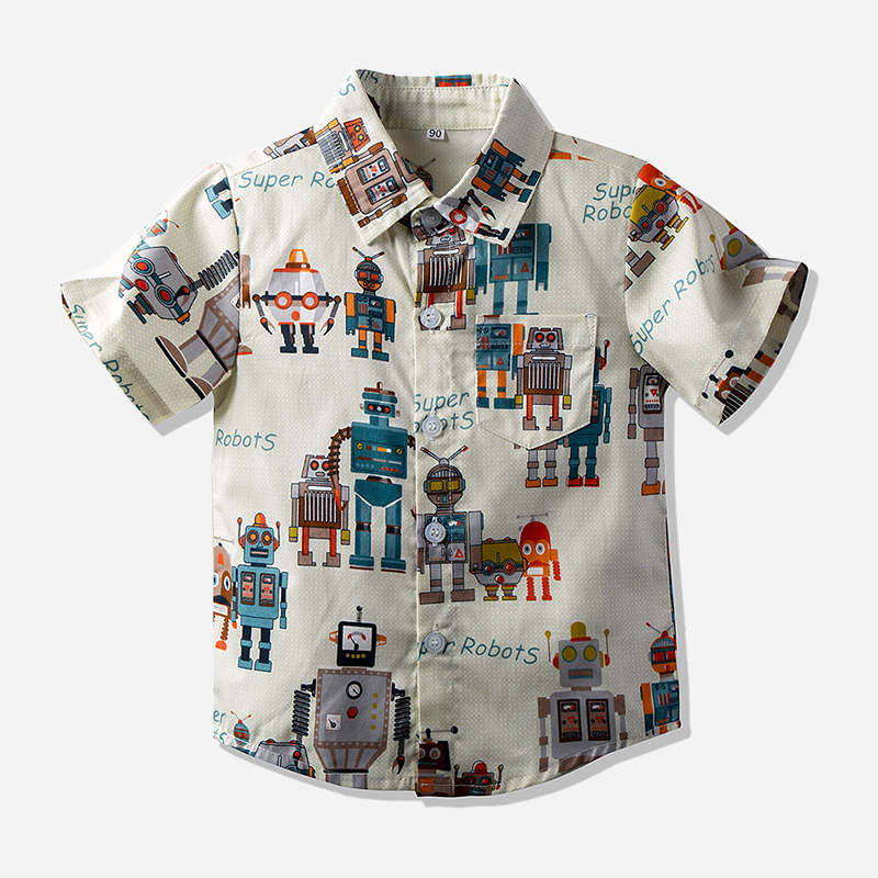 Hawaii Shirt Cotton Boys Shirt for Children Breathable and Comfortable Clothing Kids New Fashion Short Sleeves Summer Clothes