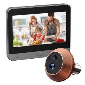 3MP Hidden Mini Video Door Camera Copper Color 5000mAh Peephole Door Bell Wireless Camera With 4.3" Display for Home Security