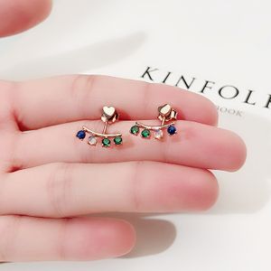 Hot-selling luxury jewelry mixed color detachable earring Mini Rainbow gemstone stud earrings zircon earrings silver jewelry 925