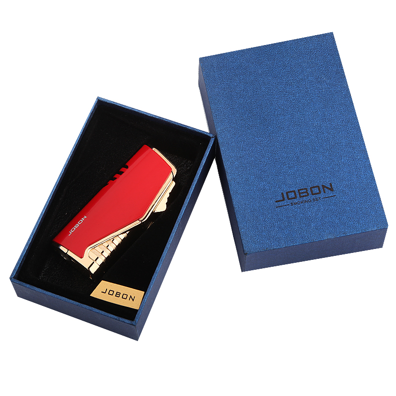 Wholesale Triple Jet Blue Flame Gas Butane Refillable Custom Torch Lighter Smoking Accessories For Cigarette