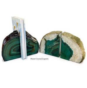 Wholesale Polished Natural Green Agate Bookend Premium Gemstone for Office Home Villa Hotel Decoration Exports by Planet Crystal