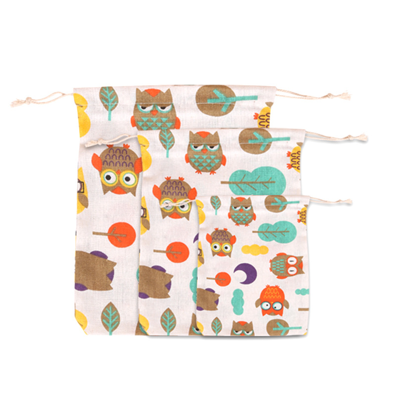 Cotton Drawstring Diaper Bag with Muslin Hanging Pocket Stroller Towel and Diaper Pouch for Baby Gauze Storage