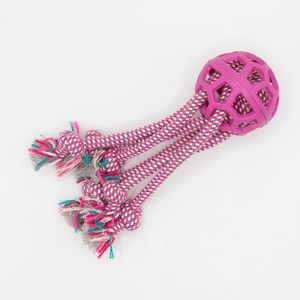 Cotton Rope Dog Chew Toys Tpr Interactive Food Leaking Ball With Single Handle Pet Toys For Aggressive Chewers