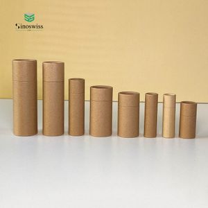 Personality Desgin Cosmetic Brown White Black Kraft Push Up Paper Tube For Deodorant Lip Balm 0.3oz 0.5oz 1oz 1.5oz 2oz