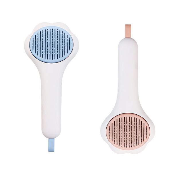 Pet Hair Removal Comb Cat Paw Shape One Key Self Cleaning Cat Dog Deshedding Pet Massaging Brush