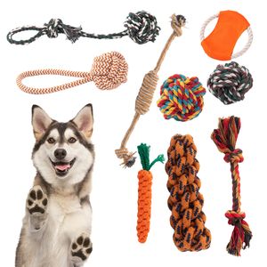 Manufacturer Low Price Promotion Pet Non-toxic Teething Toys Environmentally Friendly Cotton Knotted Dog Chew Toy Set