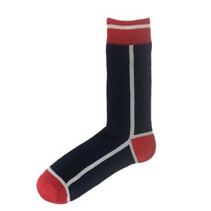 Men White Line Custom Hosiery Combed Cotton Black Dress Crew knitted Socks