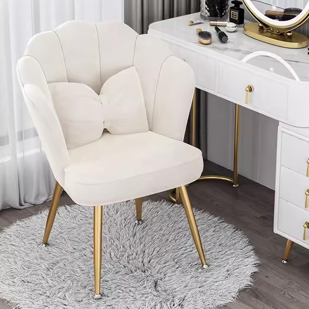 Shenzhen Formwell Household Products Co., Ltd. Formwell Makeup Chair Velvet Accent Chair Shell Shape Vanity Chairs with Metal Legs Height Adjustable for living room dining