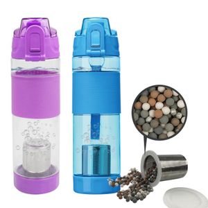 650ml plastic alkaline hydrogen sports water bottle with  alkaline  ball water ionizer filter bottle