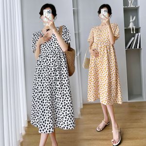 2022 spot women's spring V-neck printed short sleeve leisure vacation dress maternity dress Pregnancy Dress