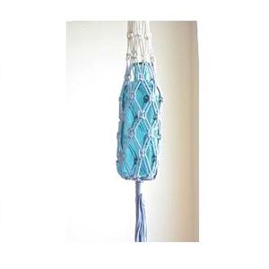 Blue Macrame Cotton Bottle Holder Eco-Friendly Ins Style Home Decor for Outdoor Garden Christmas PC Material Metal accents